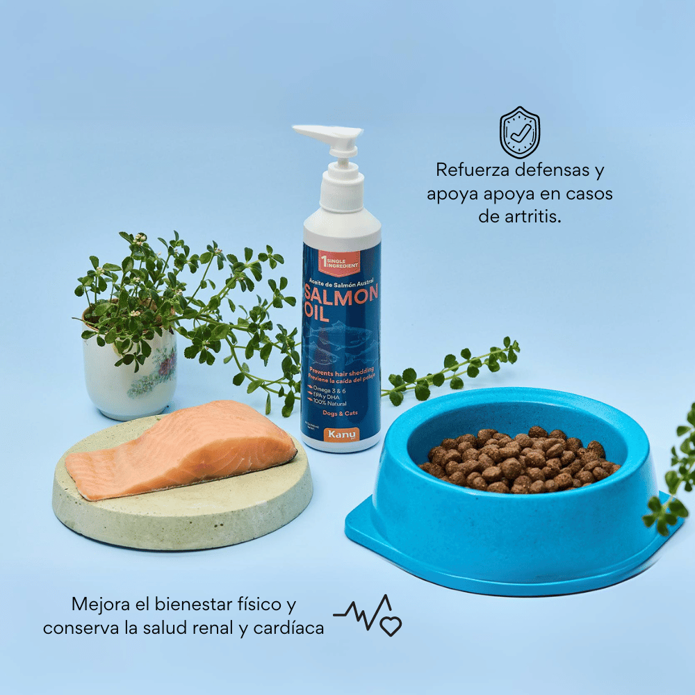 Suplemento Aceite de Salmón 100% Natural para Perros y Gatos Adultos
